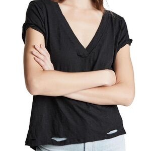 Free people black distressed t-shirt size extra small